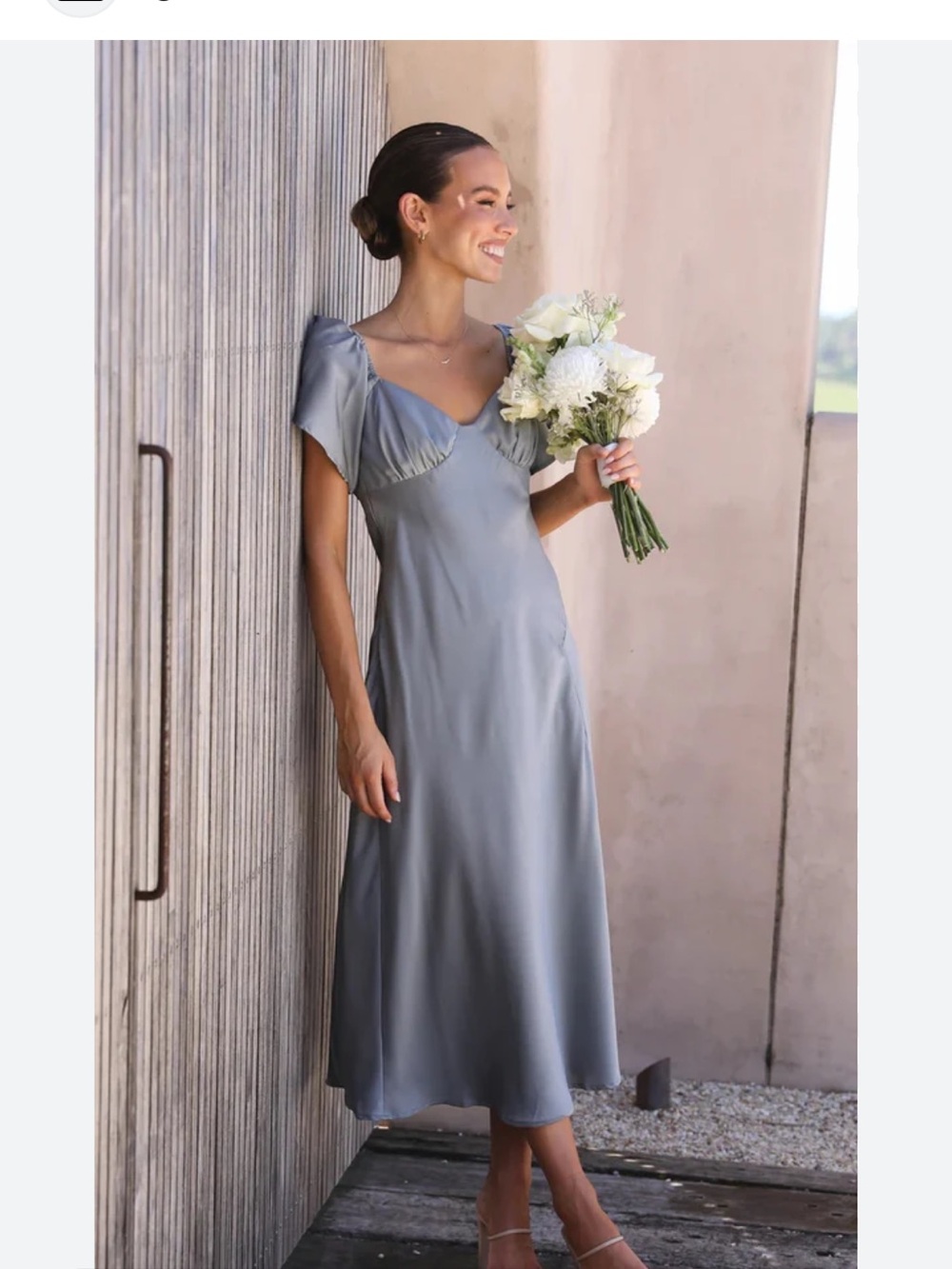 Satin Ruffle Off-Shoulder Maxi Dress